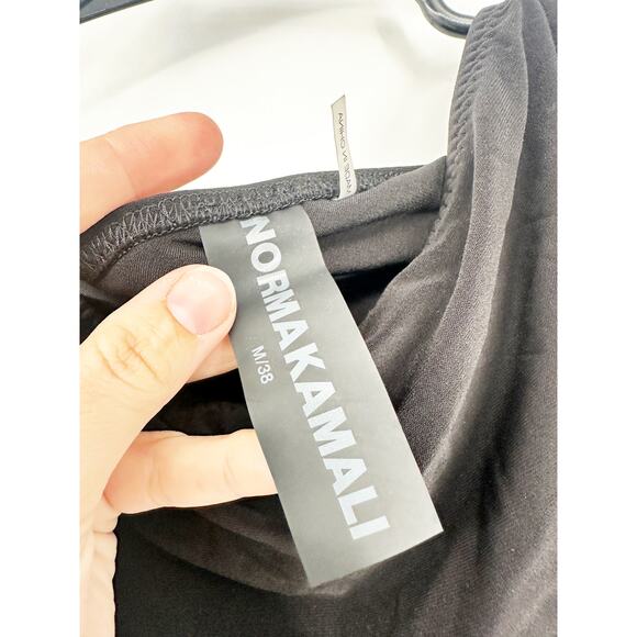 Norma Kamali Diana One-Shoulder Stretch Ruched Black Midi Dress Size M - Picture 4 of 4